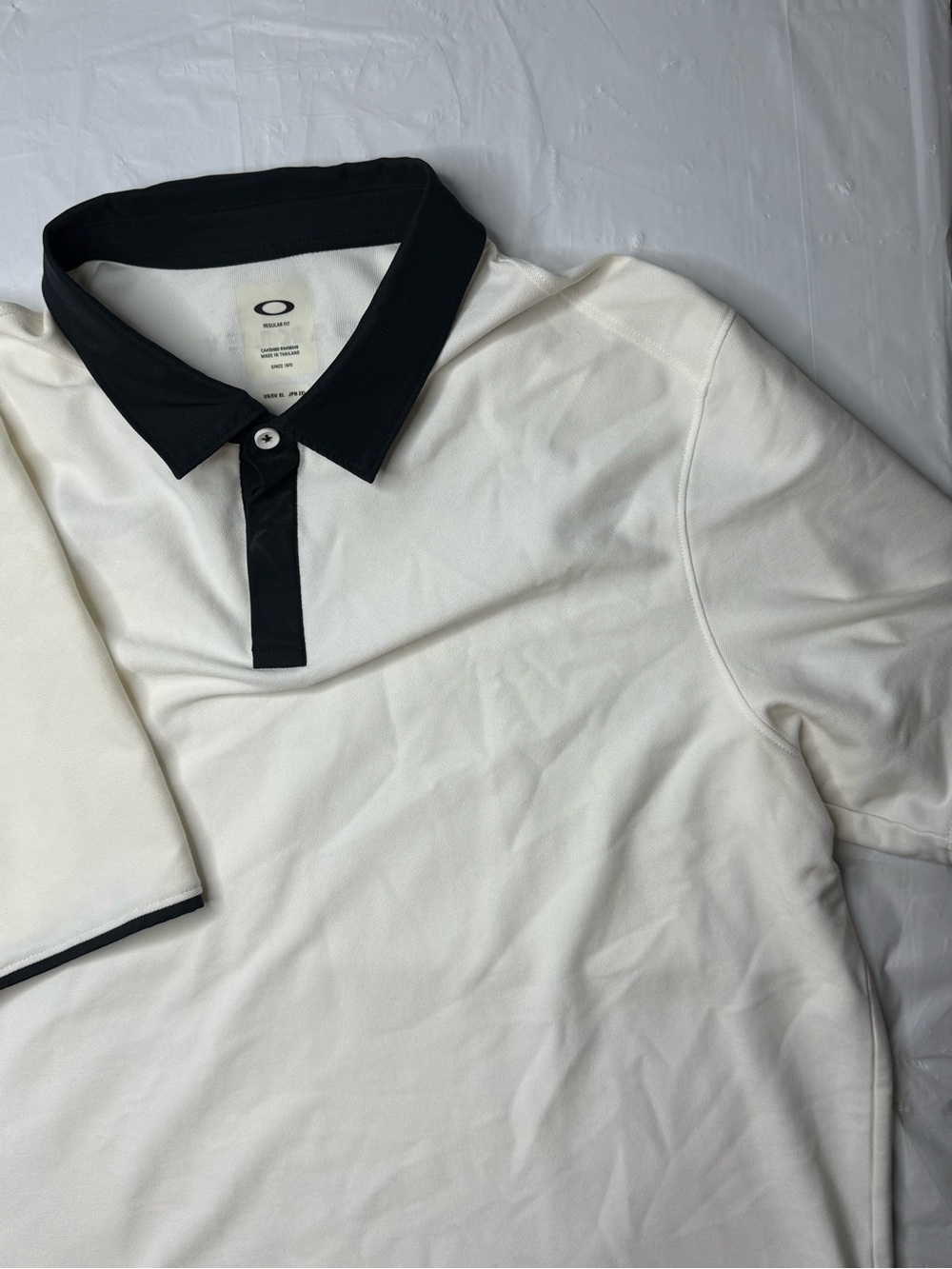 Oakley Golf Polo Shirt White Black Regular Fit Mens XL Performance